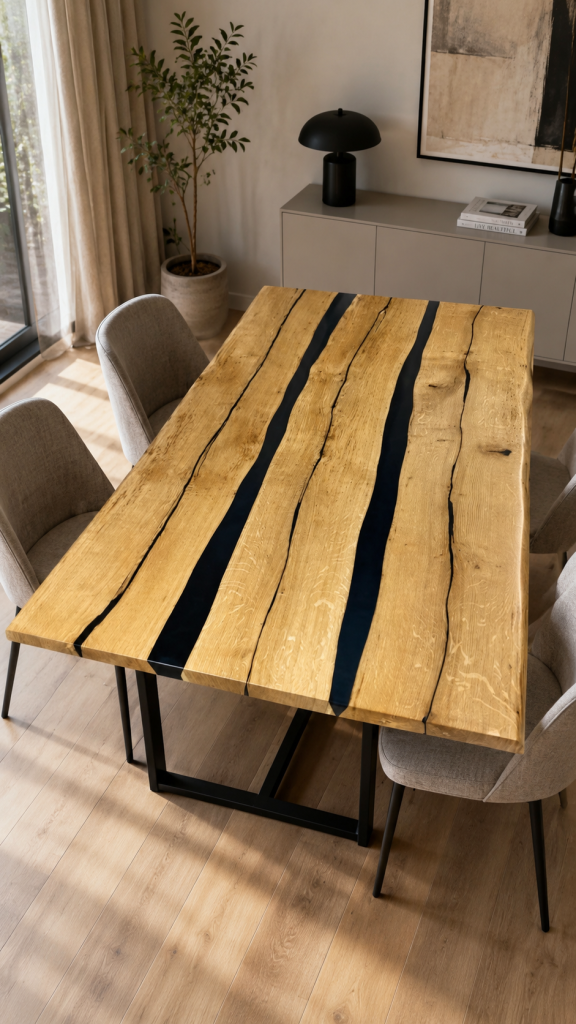 Oak tabletop with live edges